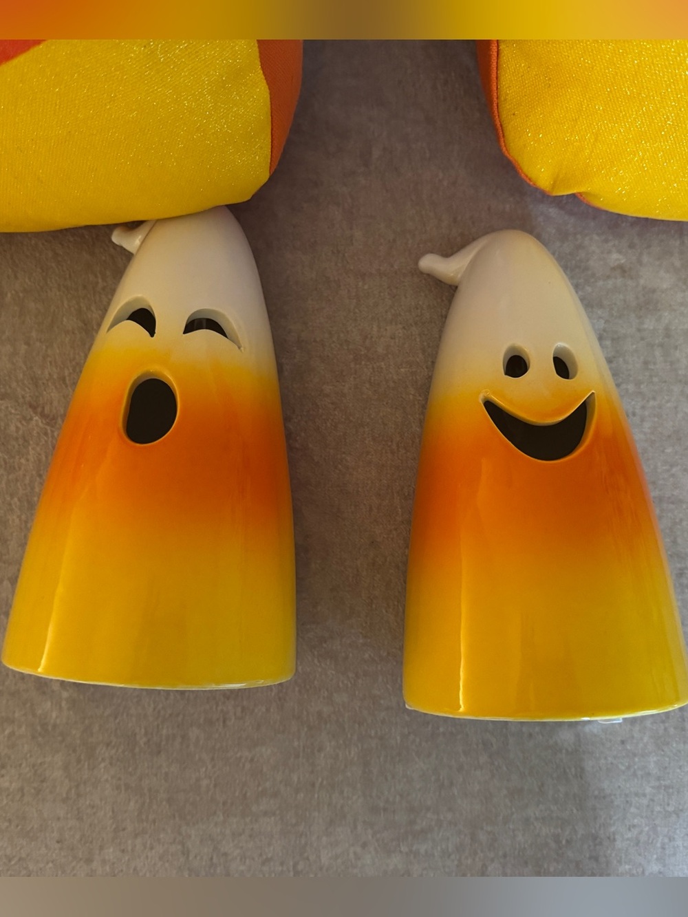 Ceramic candy corn ghost